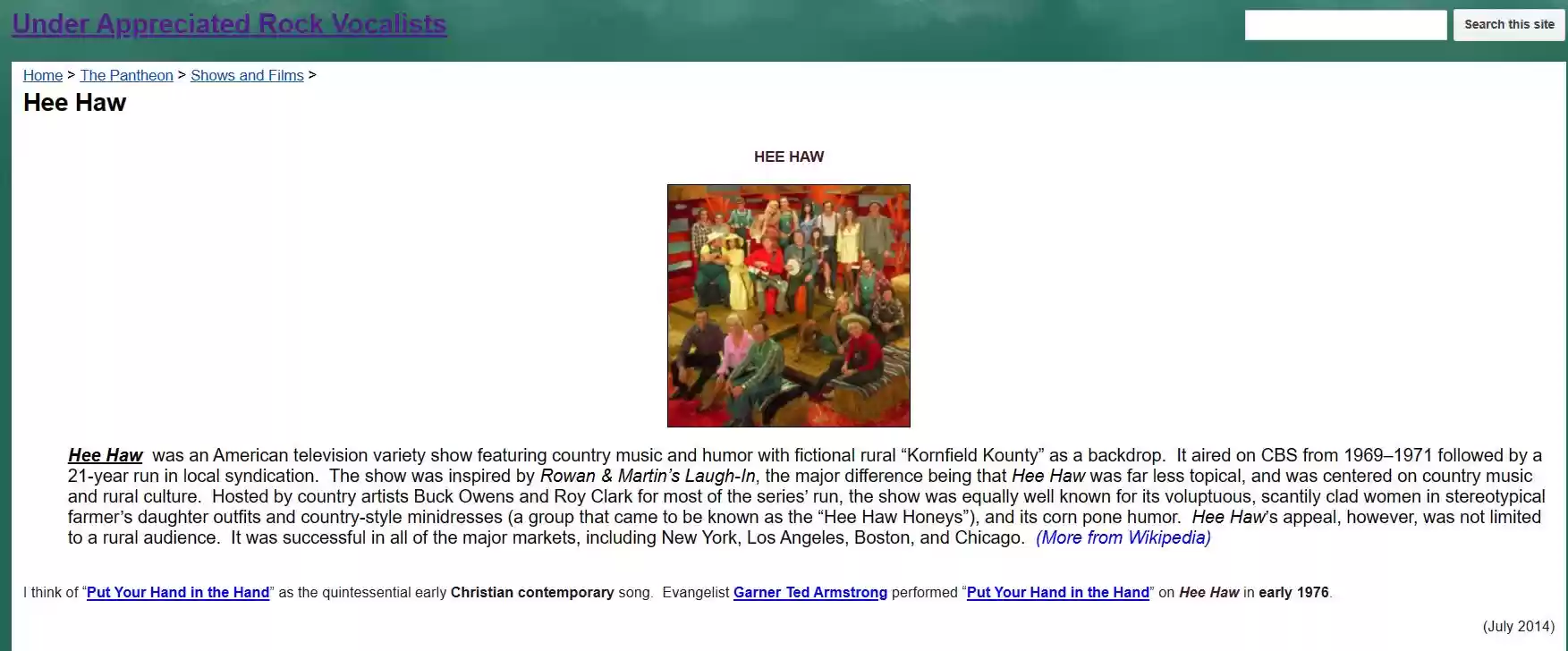GTA sang at Hee Haw in early 1976